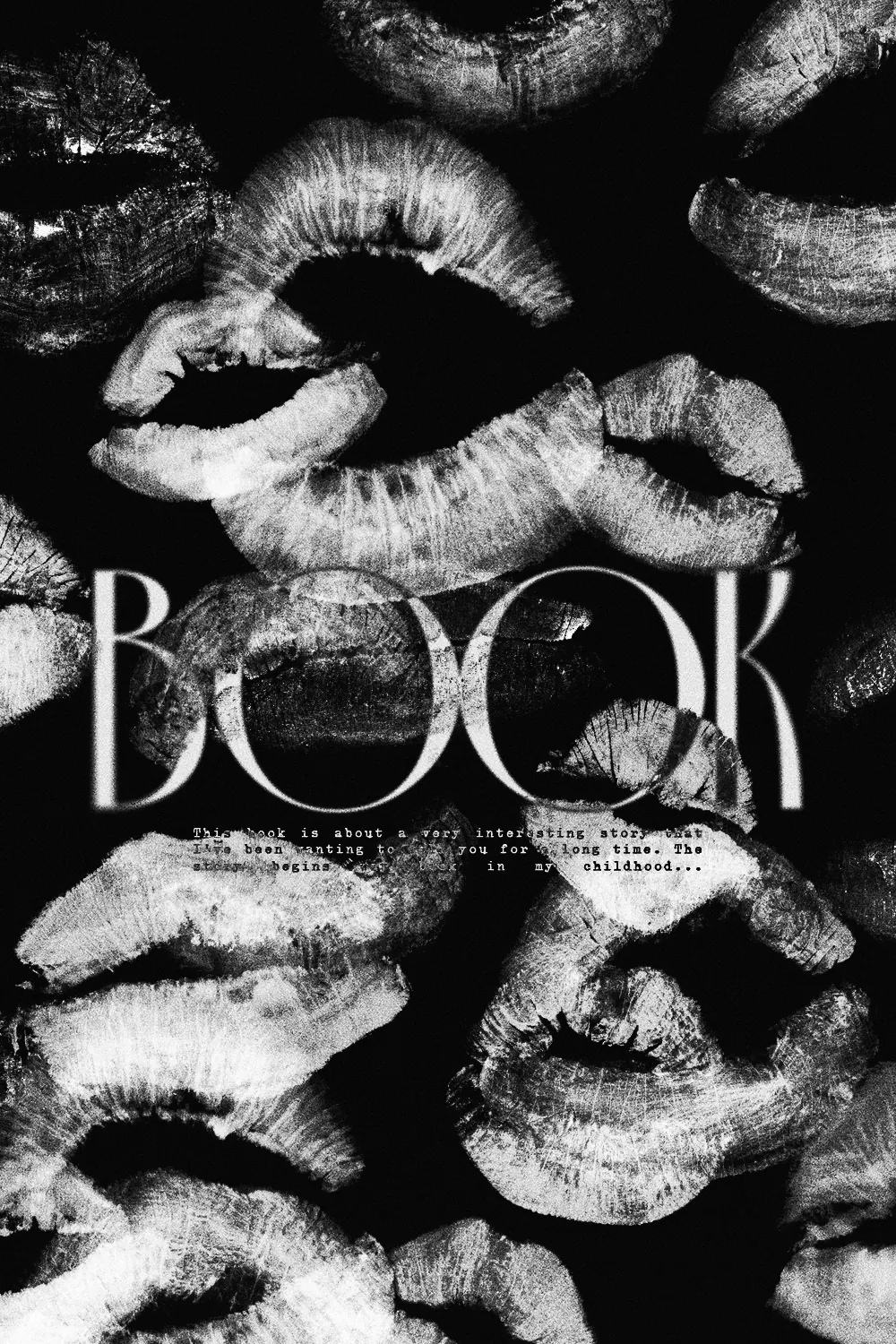 “Ink Kisses” book cover: Pale lip prints overlap on a dense black background.