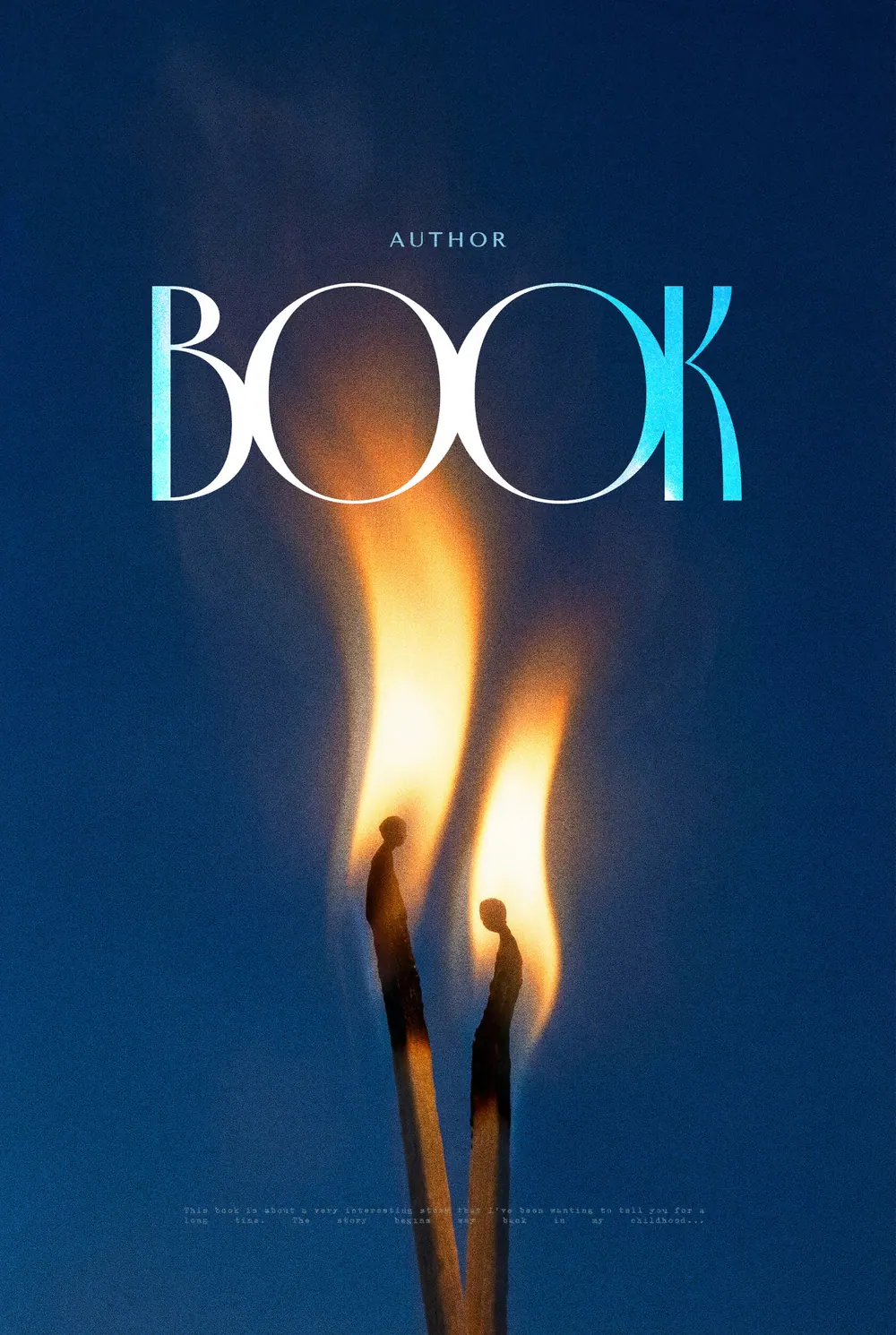 “Flickering Souls” book cover: Several burning matches illuminate a saturated blue background.