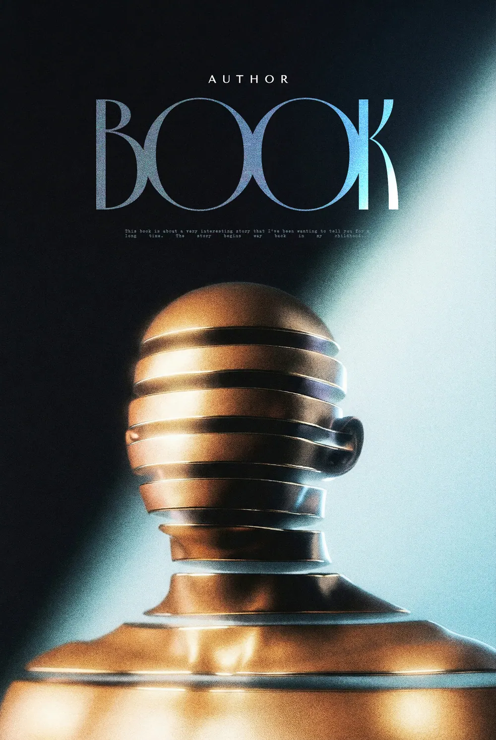 “Sliced Identity” book cover: Horizontal cuts divide a golden head against darkness.