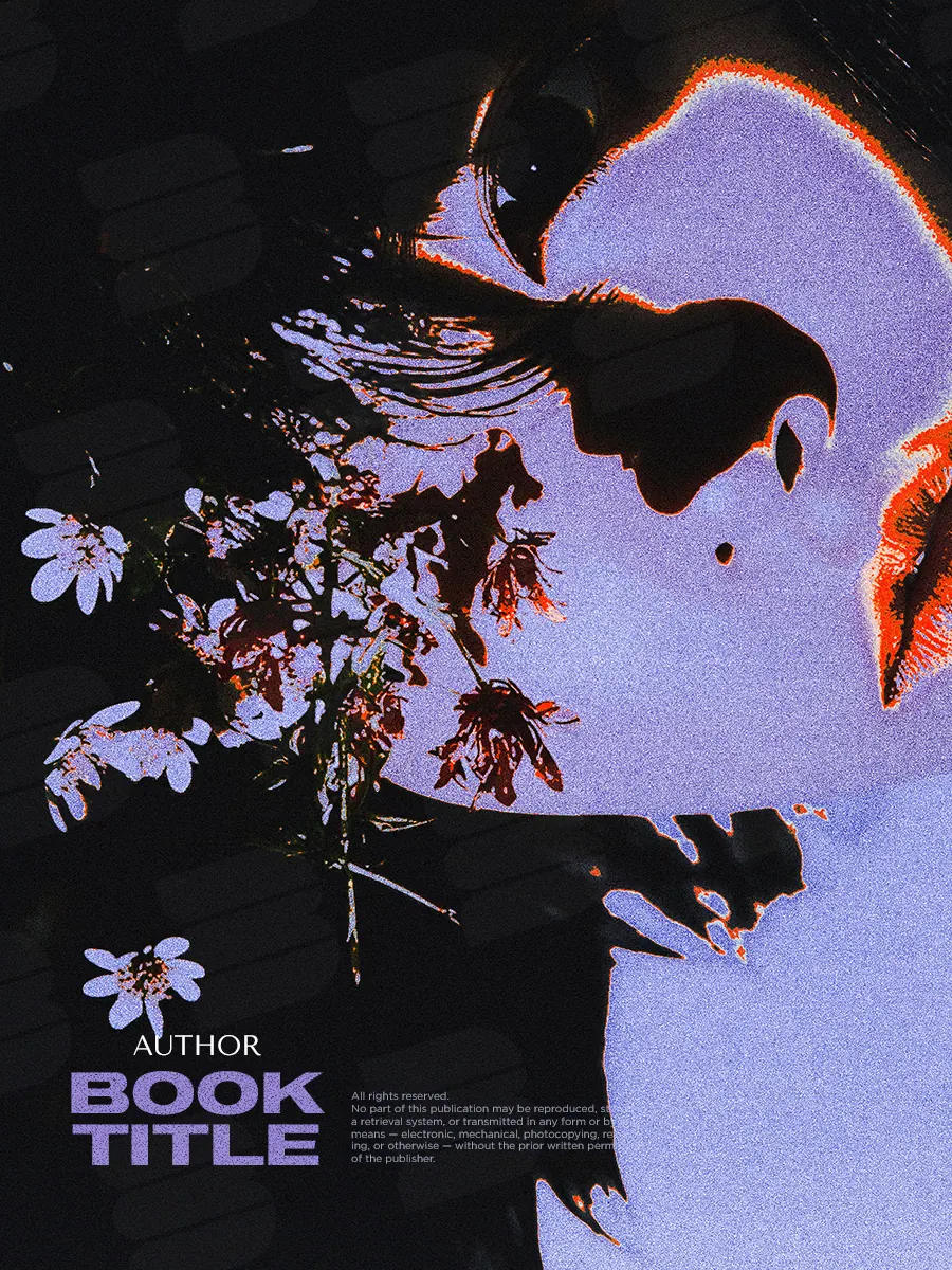 “Withered Dreams” book cover: A dark female profile blends with branches and leaves on lilac.