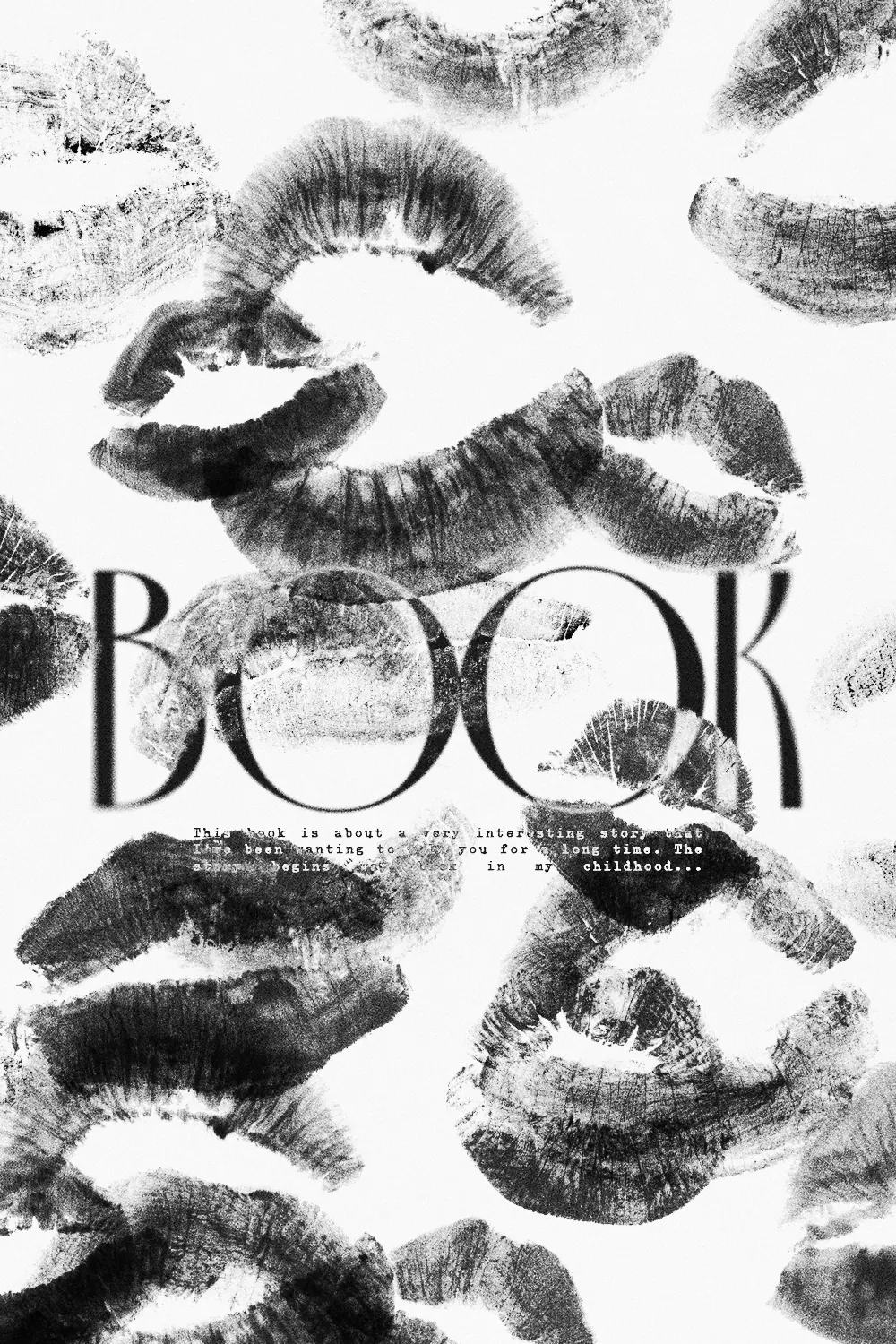 “Monochrome Affection” book cover: Soft black-and-white lip prints repeat on a pale background.