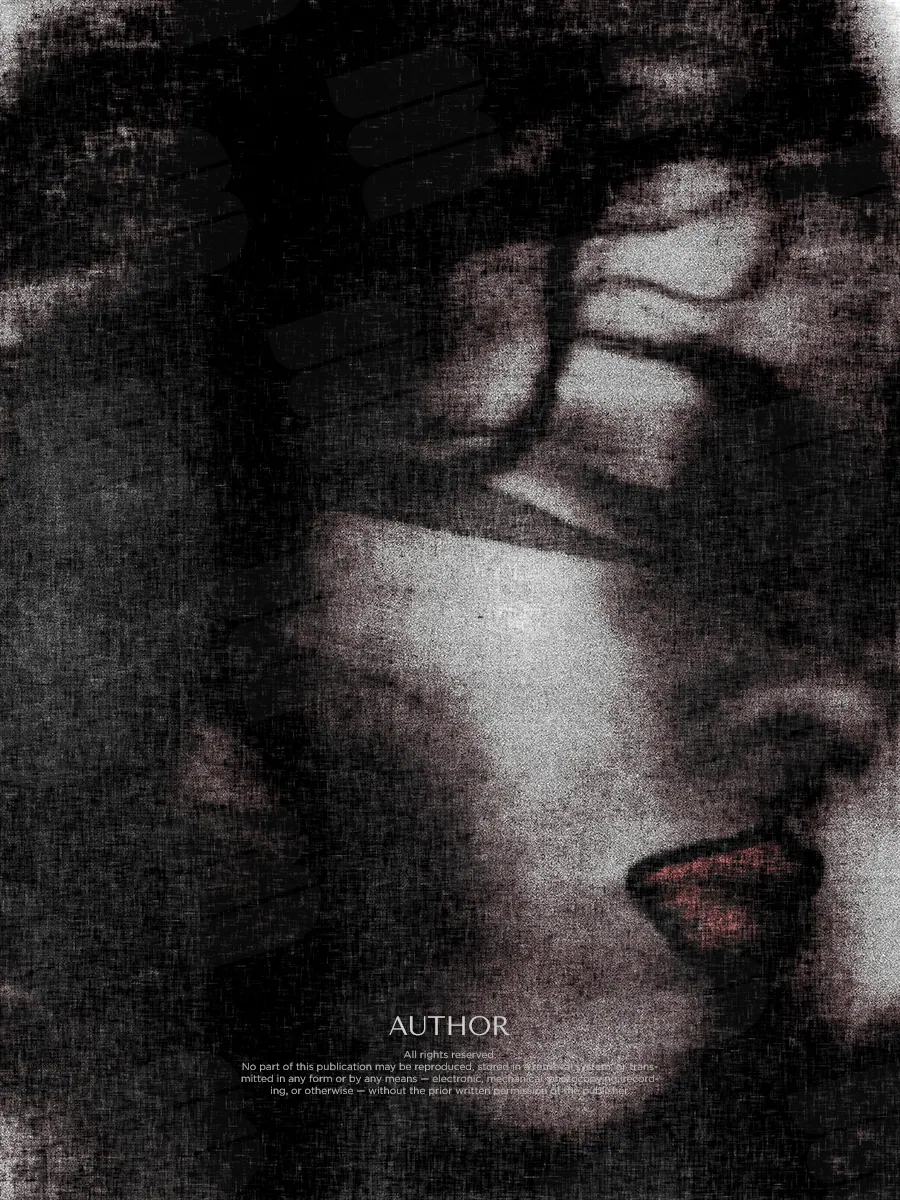 “Distorted Gaze” book cover: Part of a woman's face is hidden behind a dark grainy texture.