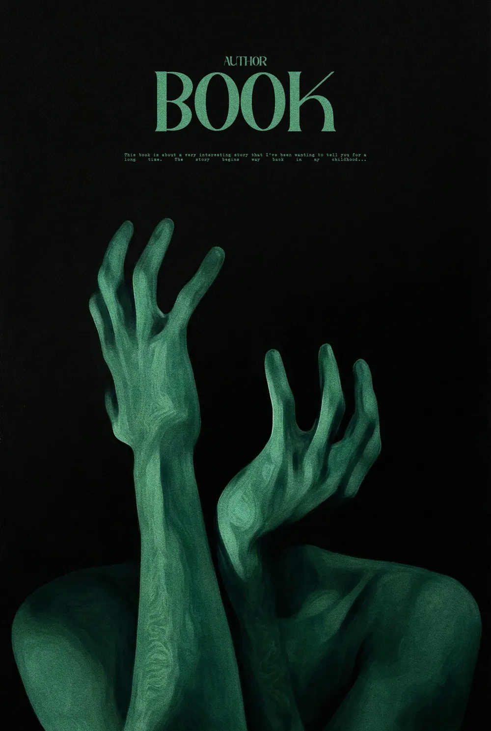 “Verdant Longing” book cover: Two green hands reach upwards from deep blackness.