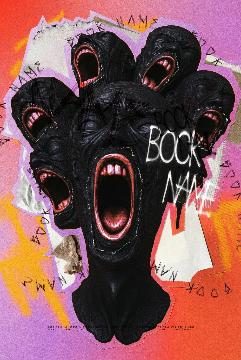 “Primal Chorus” book cover: Screaming faces merge into one portrait on vivid pink.