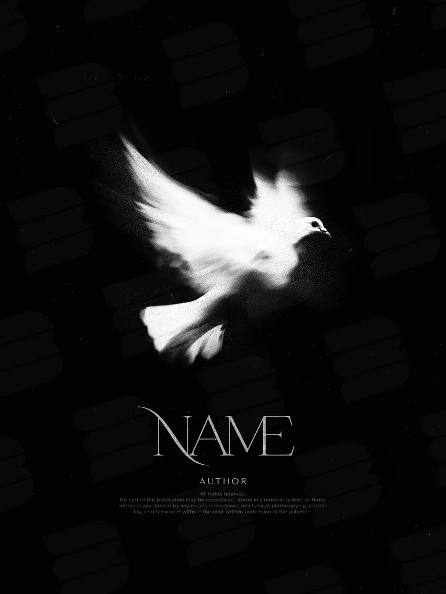 “Ascension” book cover: A white bird flies through darkness leaving a soft trail of light.
