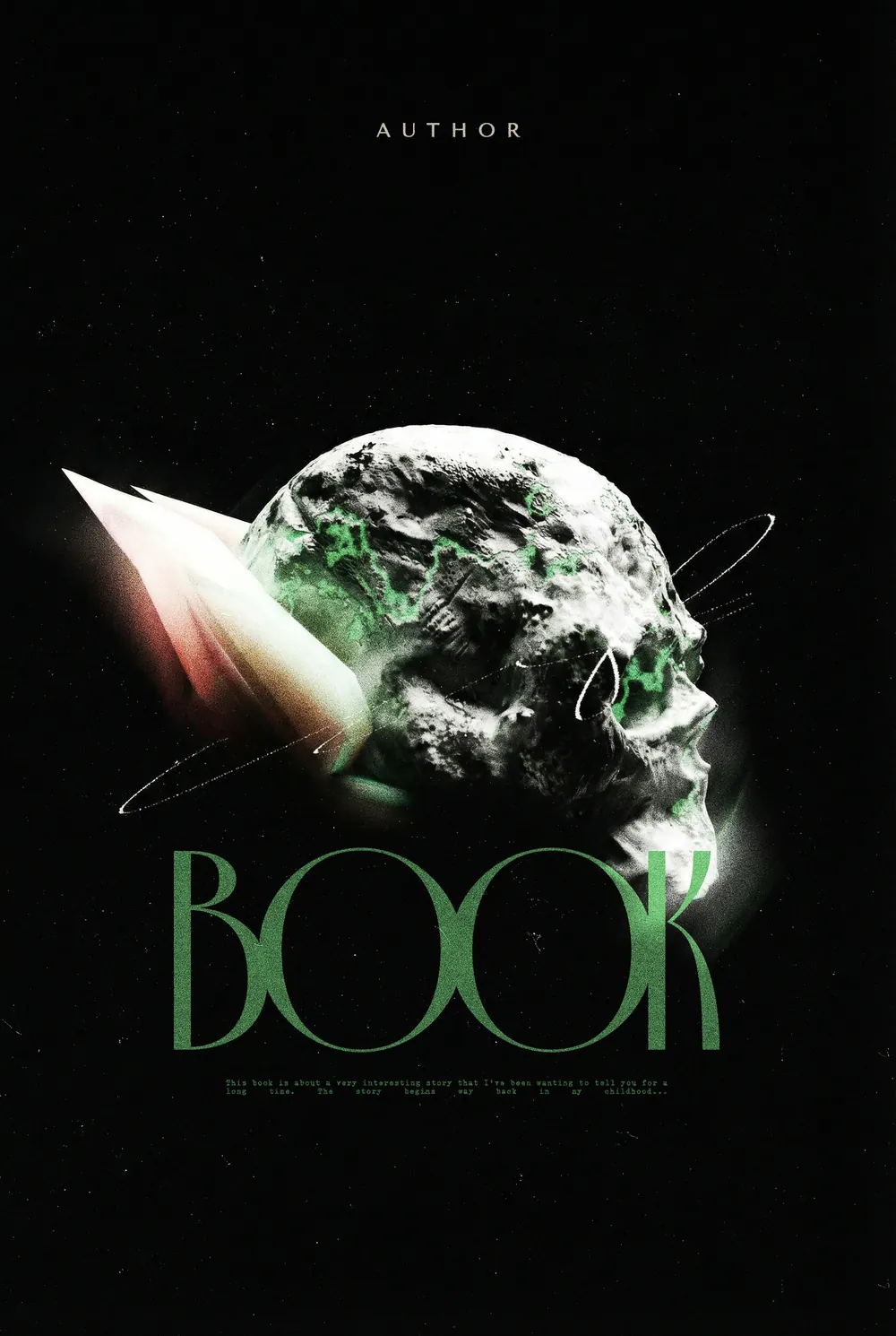 “Toxic Relic” book cover: A greenish skull is surrounded by sharp shiny details on black.
