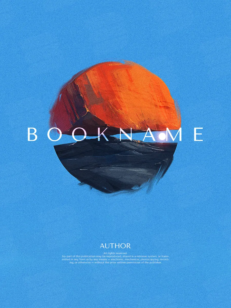 “Dual Horizon” book cover: An orange-and-blue circle stands out against a clean blue background.