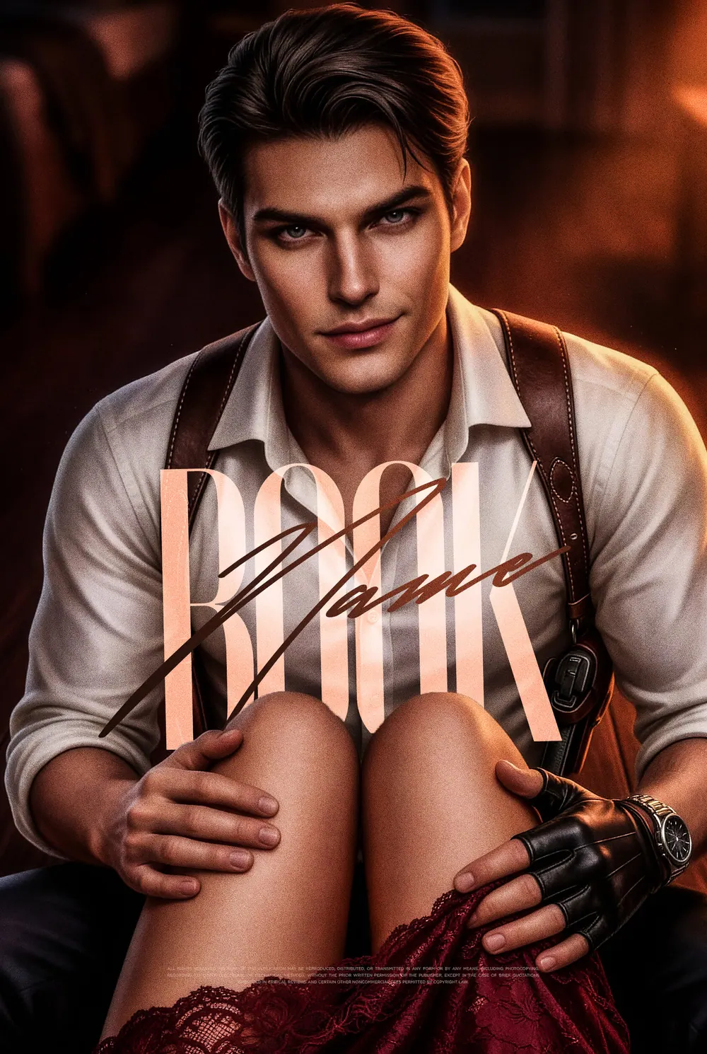 “Hazardous Attraction” book cover: A portrait of a man in a pale shirt stands out against a warm dark background.
