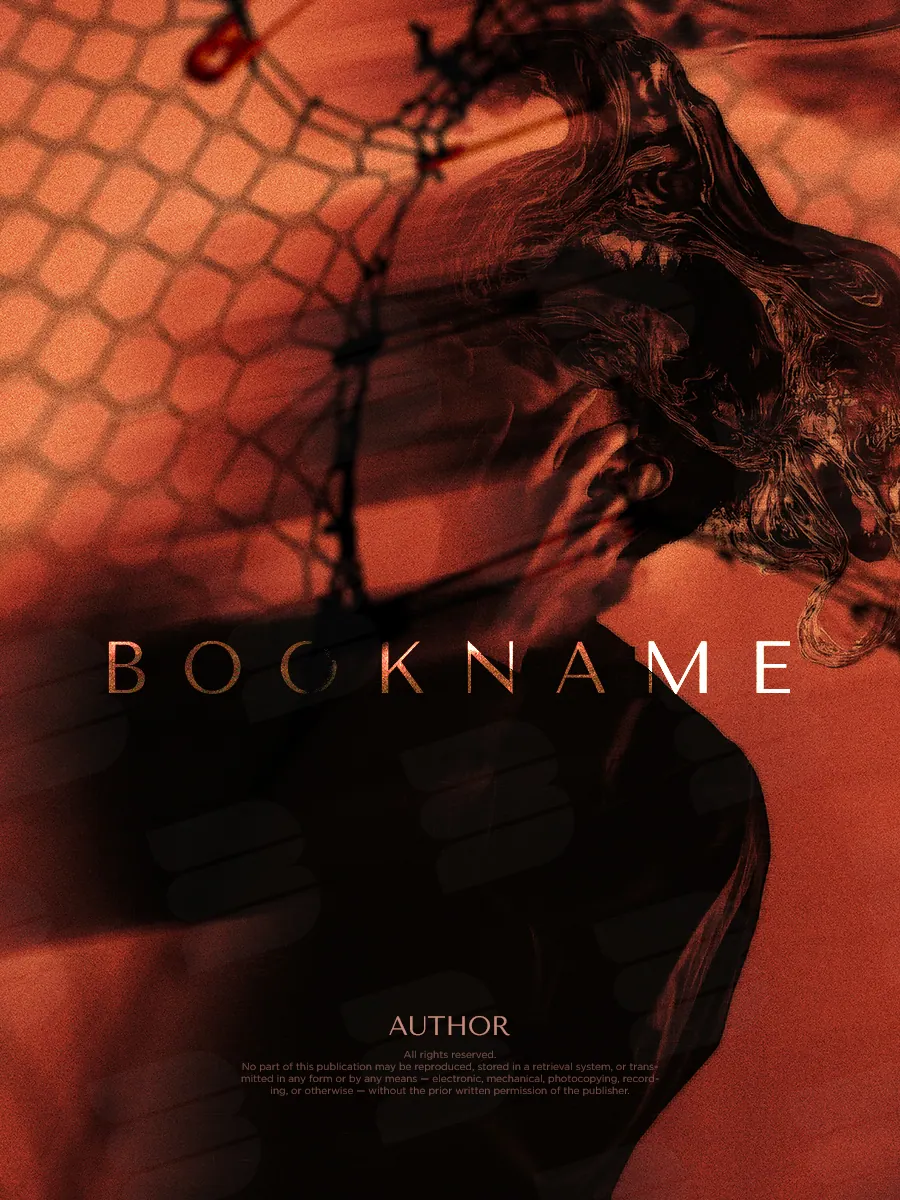 “Obscured Face” book cover: A dark mesh hides a woman's face in warm orange light.