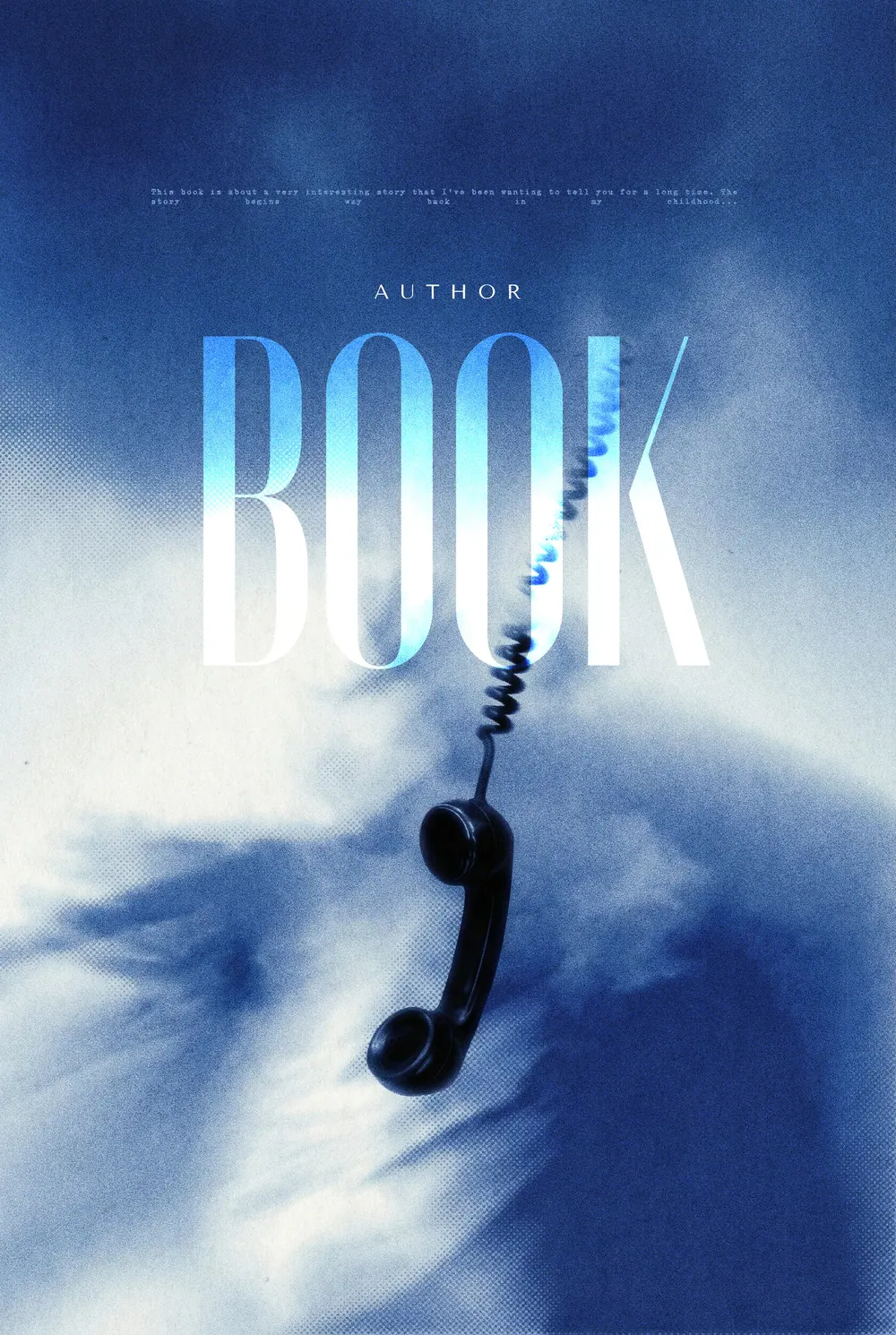 “Hanging Silence” book cover: A telephone receiver hangs among cold clouds from a long coiled cord.