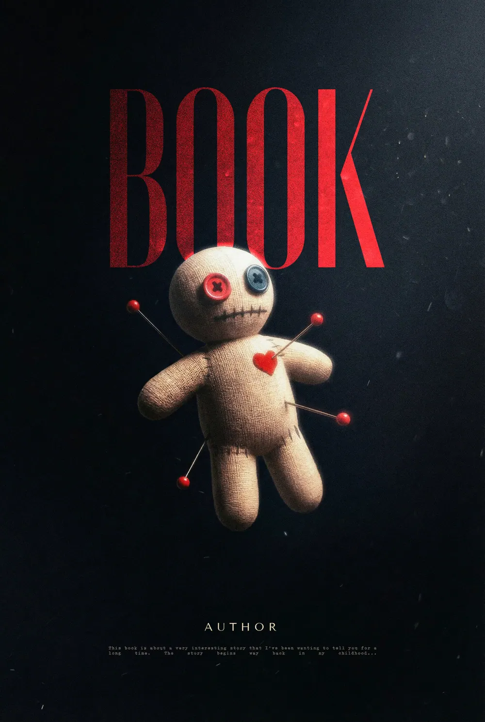 “Voodoo Oath” book cover: A small doll with red details floats against blackness.