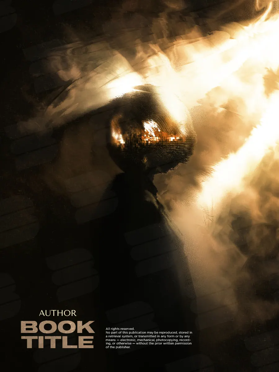 “Inferno Within” book cover: A dark figure raises its arms beneath a powerful stream of golden light.