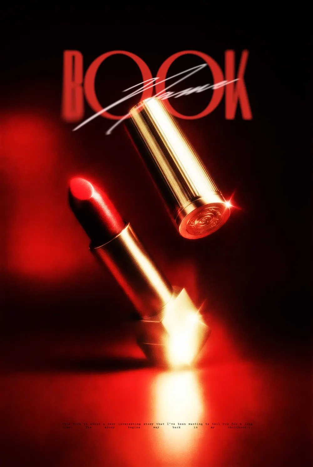 “Bullet Kiss” book cover: Shiny cartridges and red lipstick are illuminated in scarlet.