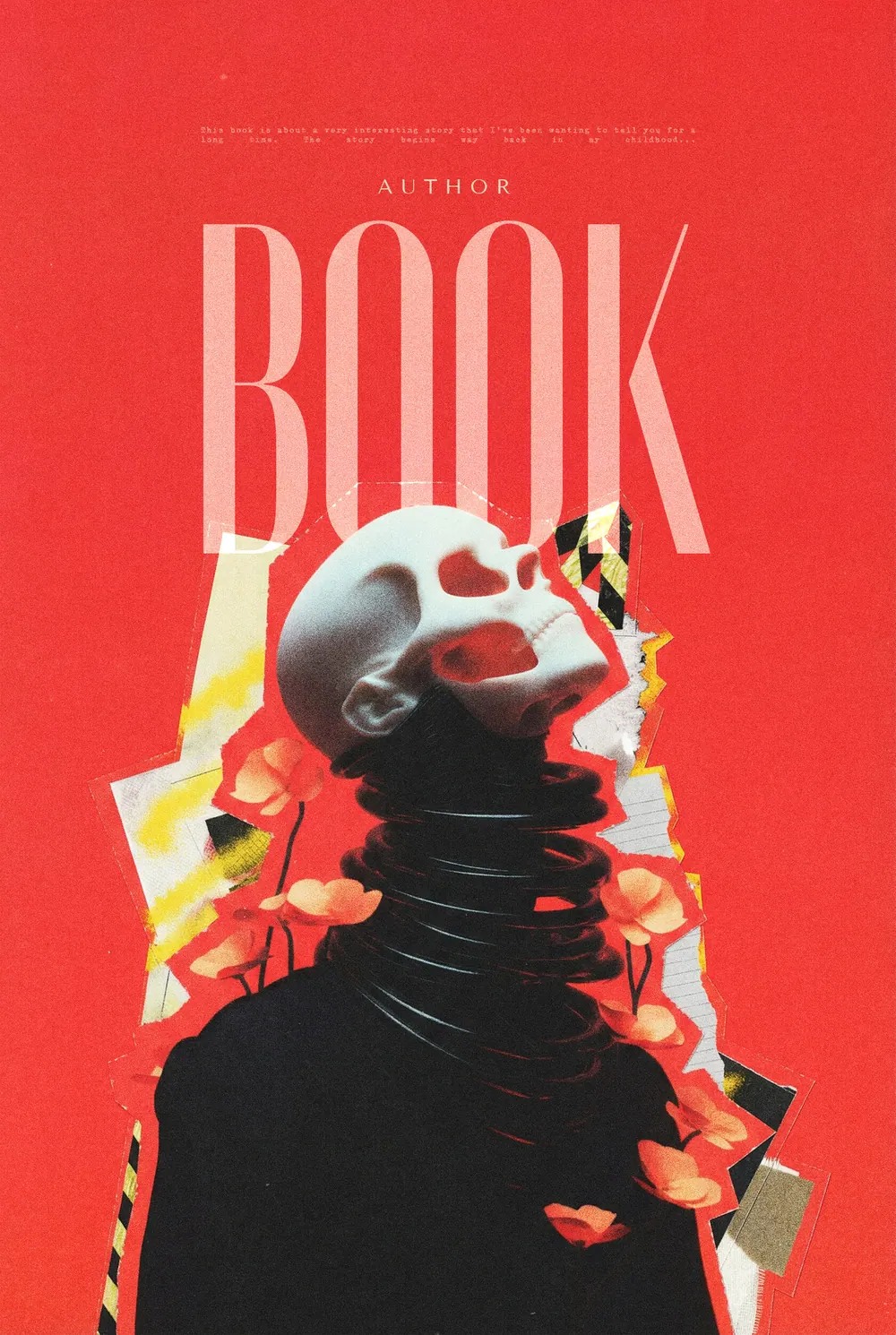 “Poppy Requiem” book cover: A dark masked figure is surrounded by red, yellow and white paper fragments.
