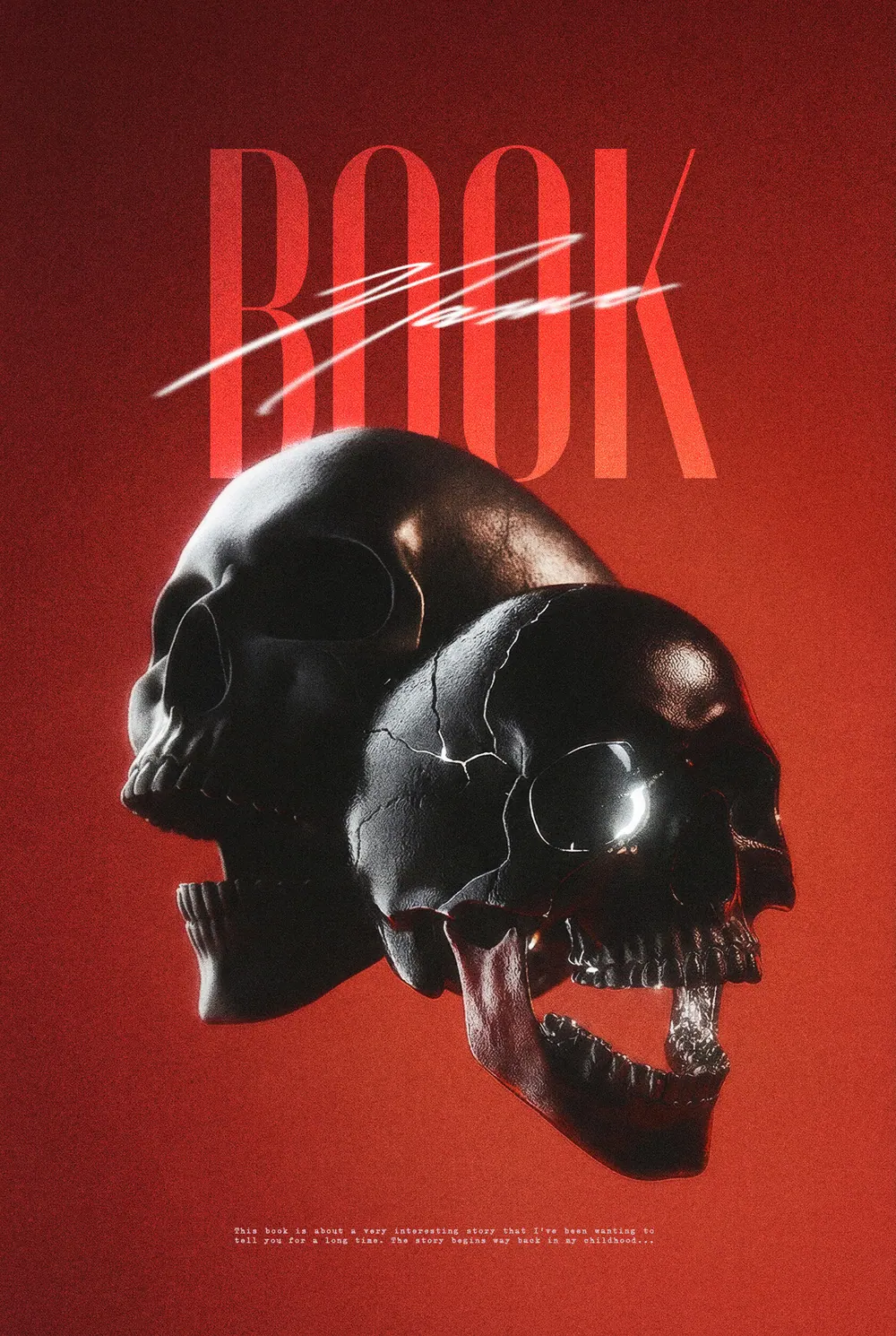 “Double Grave” book cover: Two black skulls face opposite directions on red.