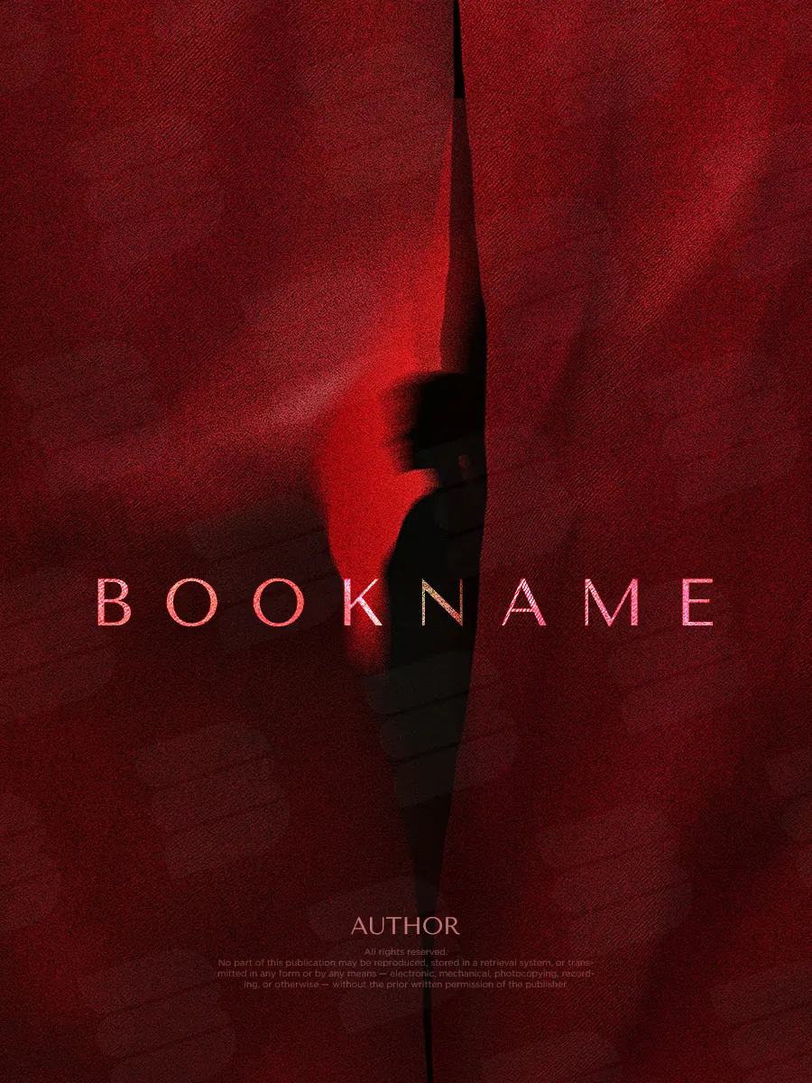 “Crimson Confessions” book cover: A narrow dark slit divides a saturated red space.