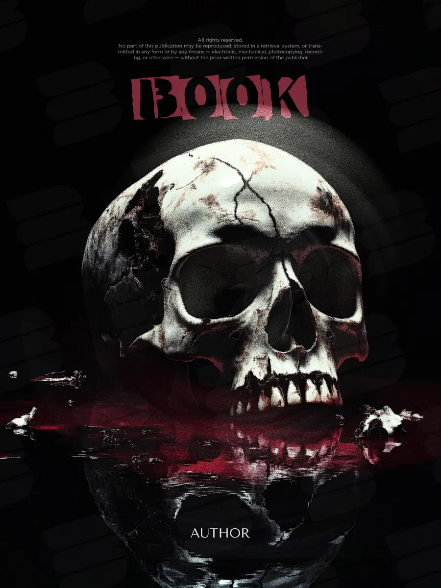 “Eternal Darkness” book cover: A pale skull rises above a red band on deep black.