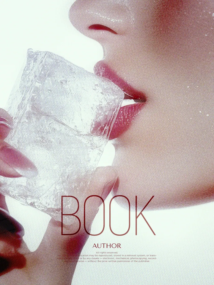 “Subzero Sensations” book cover: Pale ice touches lips in a delicate pink-and-white composition.
