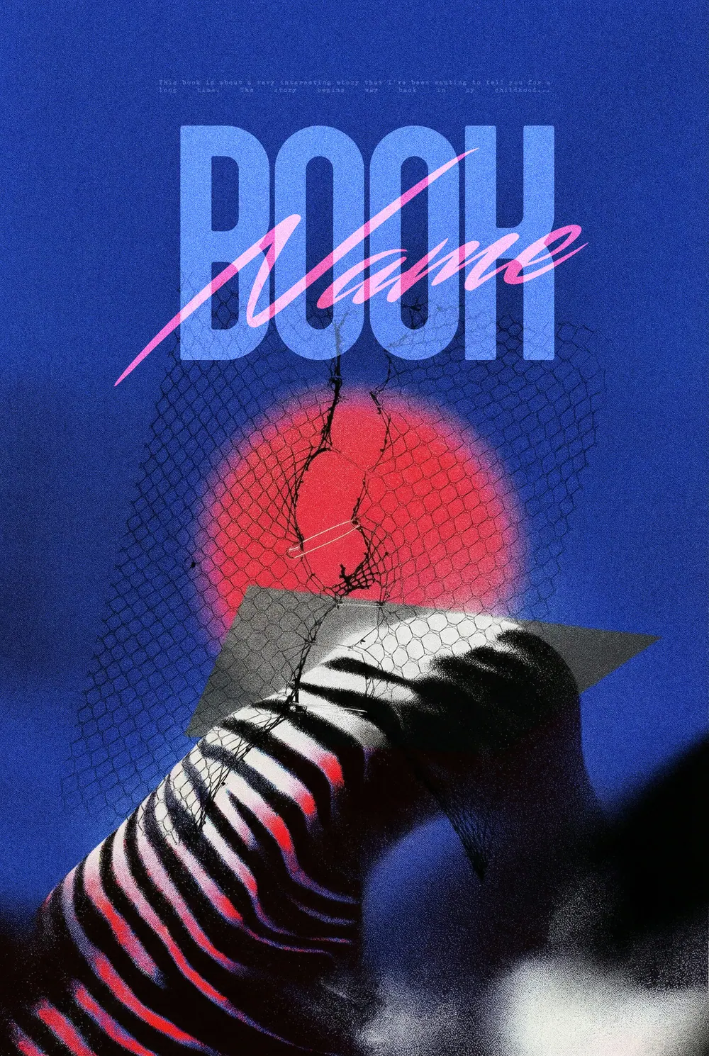 “Grid of the Sun” book cover: A striped hand reaches towards a red circle on saturated blue.