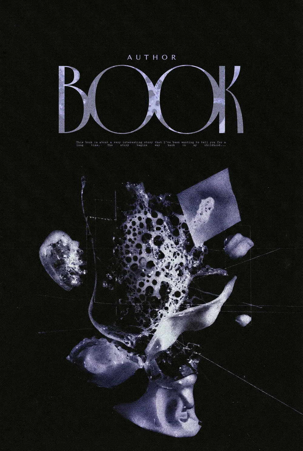 “Porous Mind” book cover: A head in profile breaks into transparent cells and violet shards.