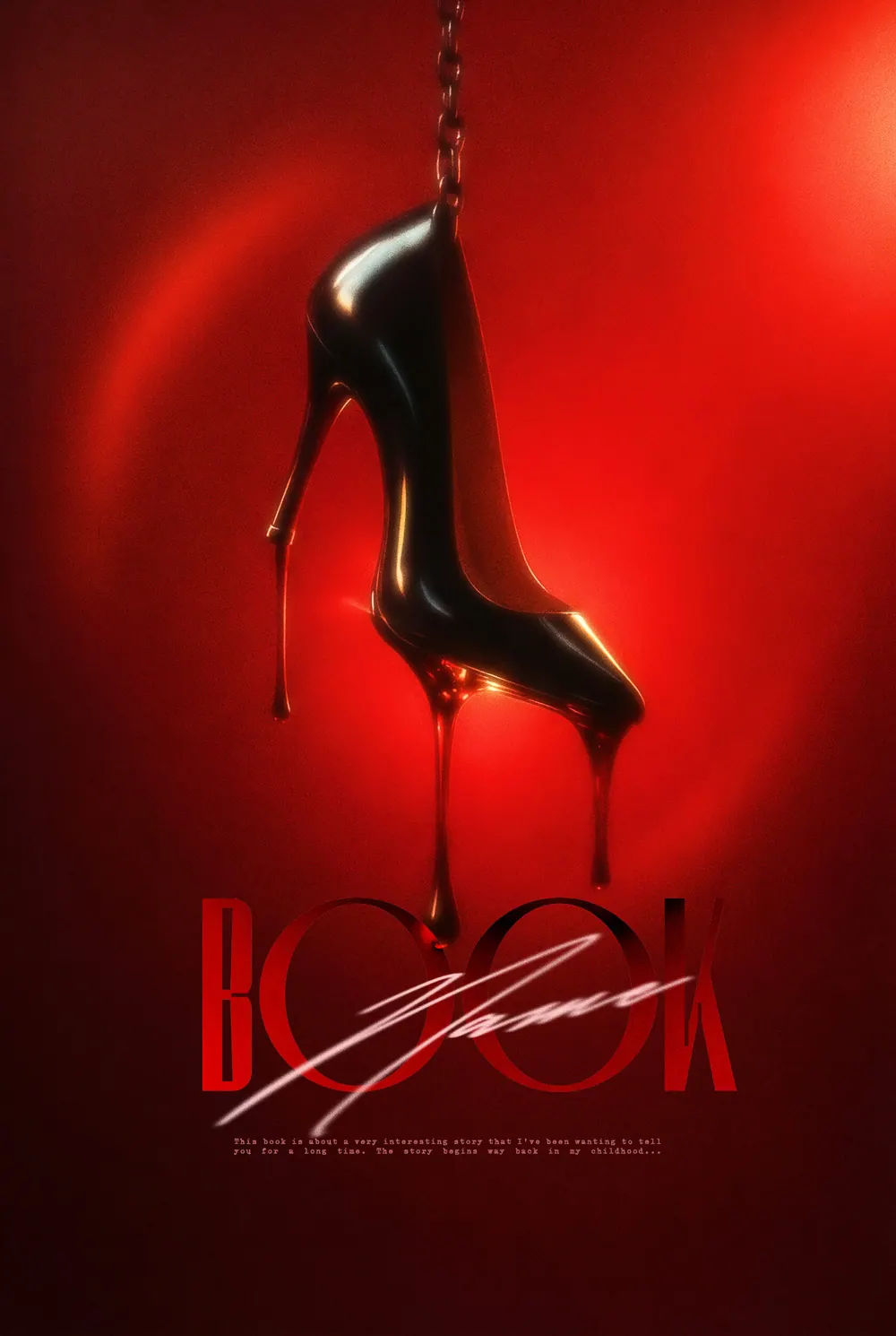“Molten Stiletto” book cover: A black high heel seems to drip in red light.