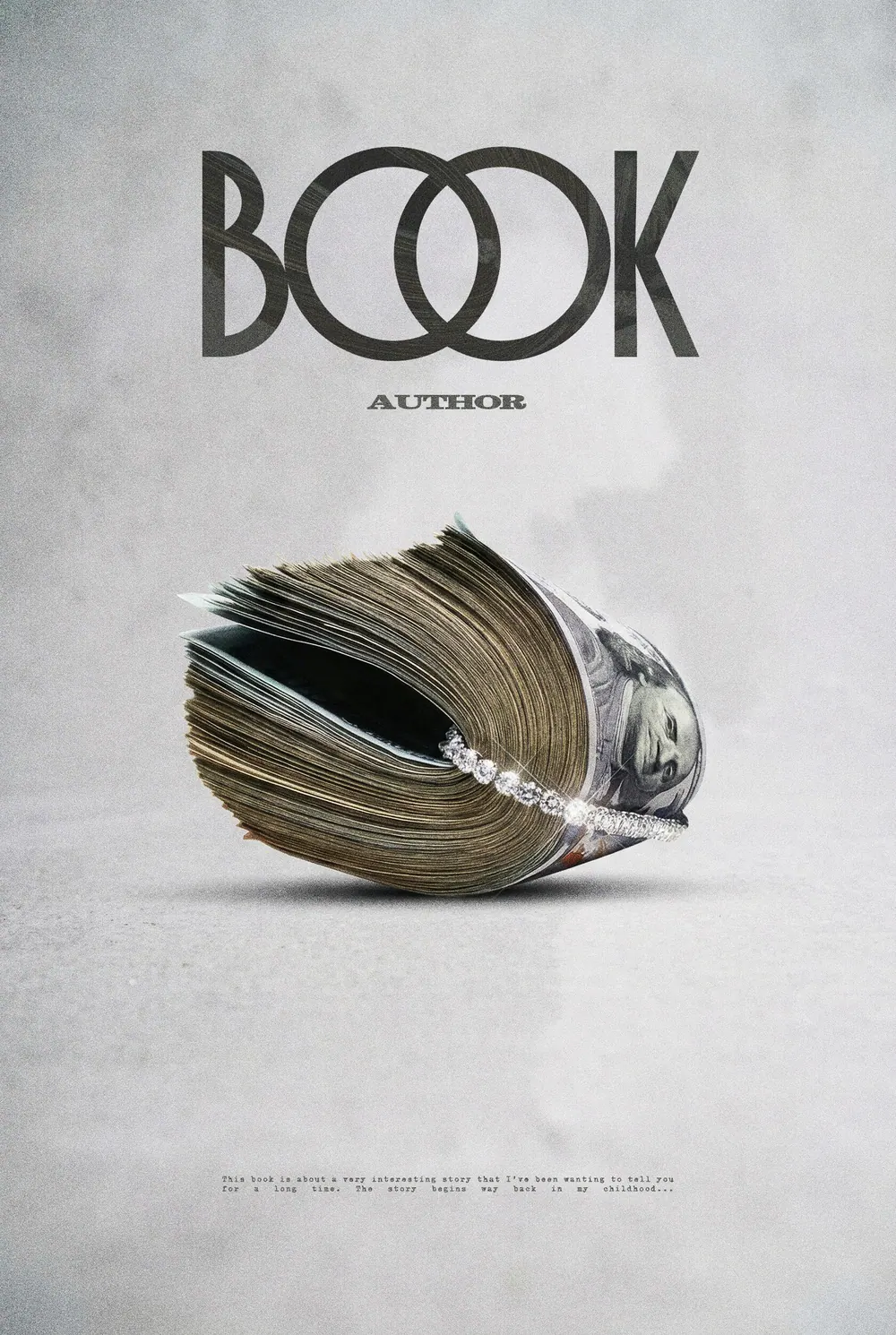 “Jeweled Wealth” book cover: A shiny ring holds a bundle of banknotes on a pale neutral background.