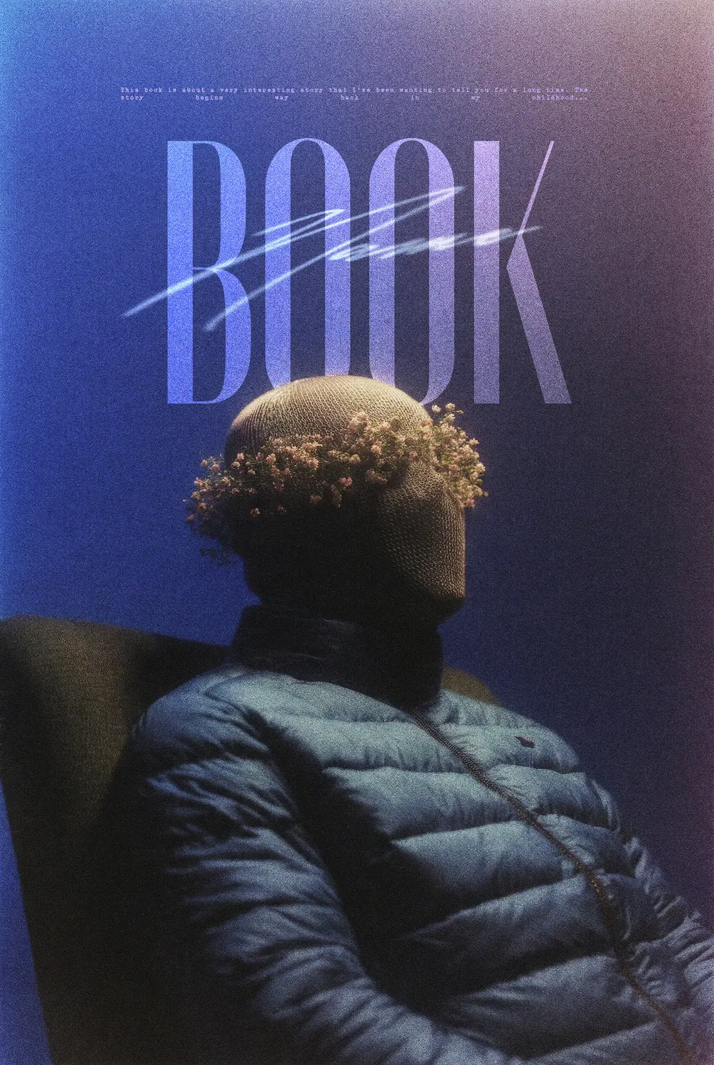“Floral Mind” book cover: A rounded plant-like form replaces the face of a person in a jacket.