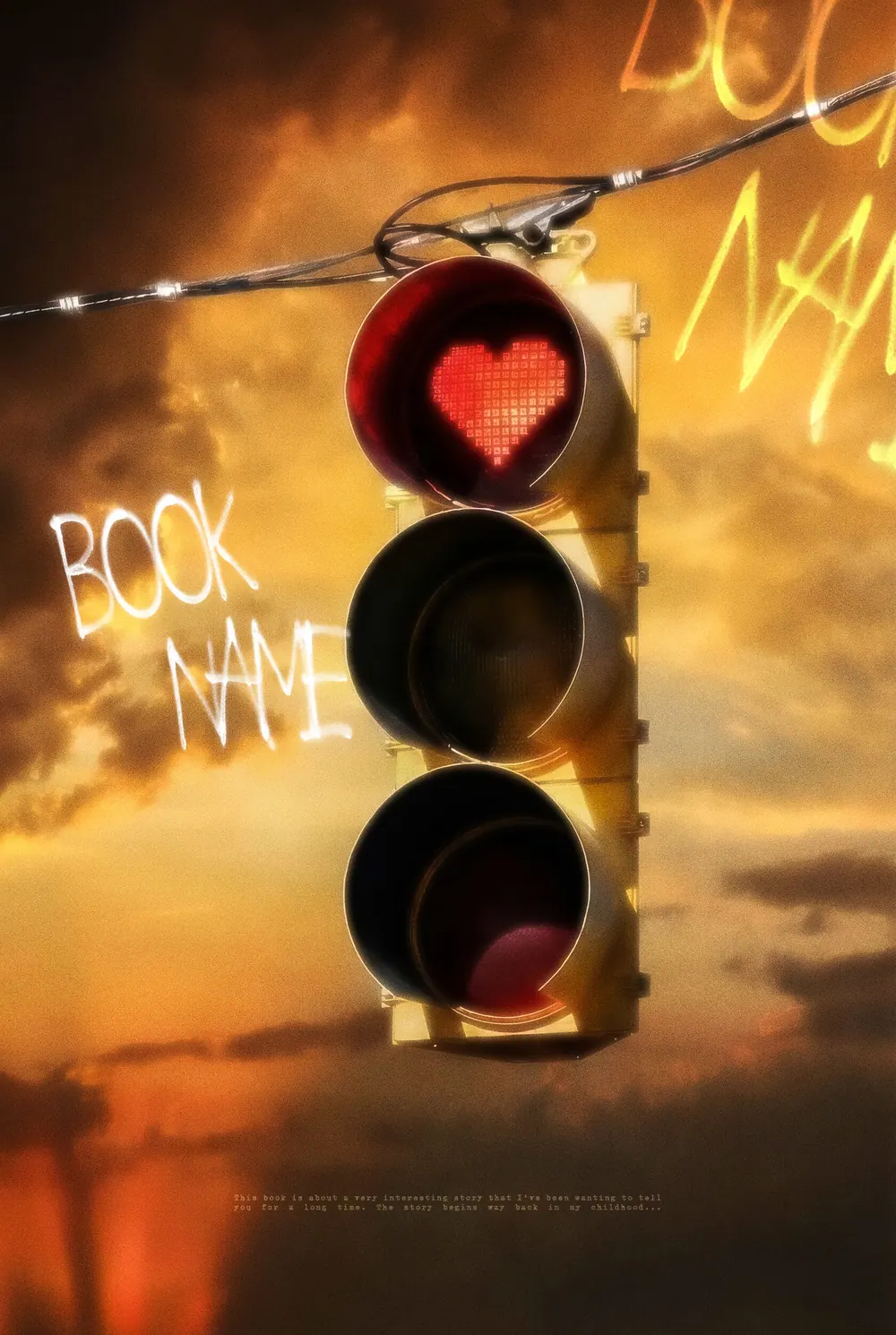 “Love’s Signal” book cover: A heart glows in place of a red traffic signal against a golden sunset.