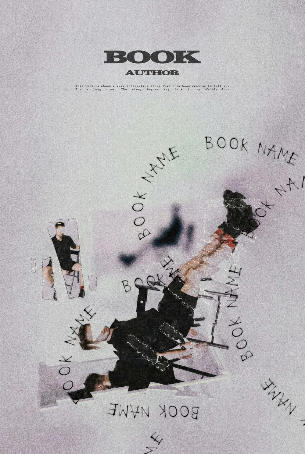 “Dark Vertigo” book cover: Scattered figures and objects swirl into a black-and-white collage on a pale field.