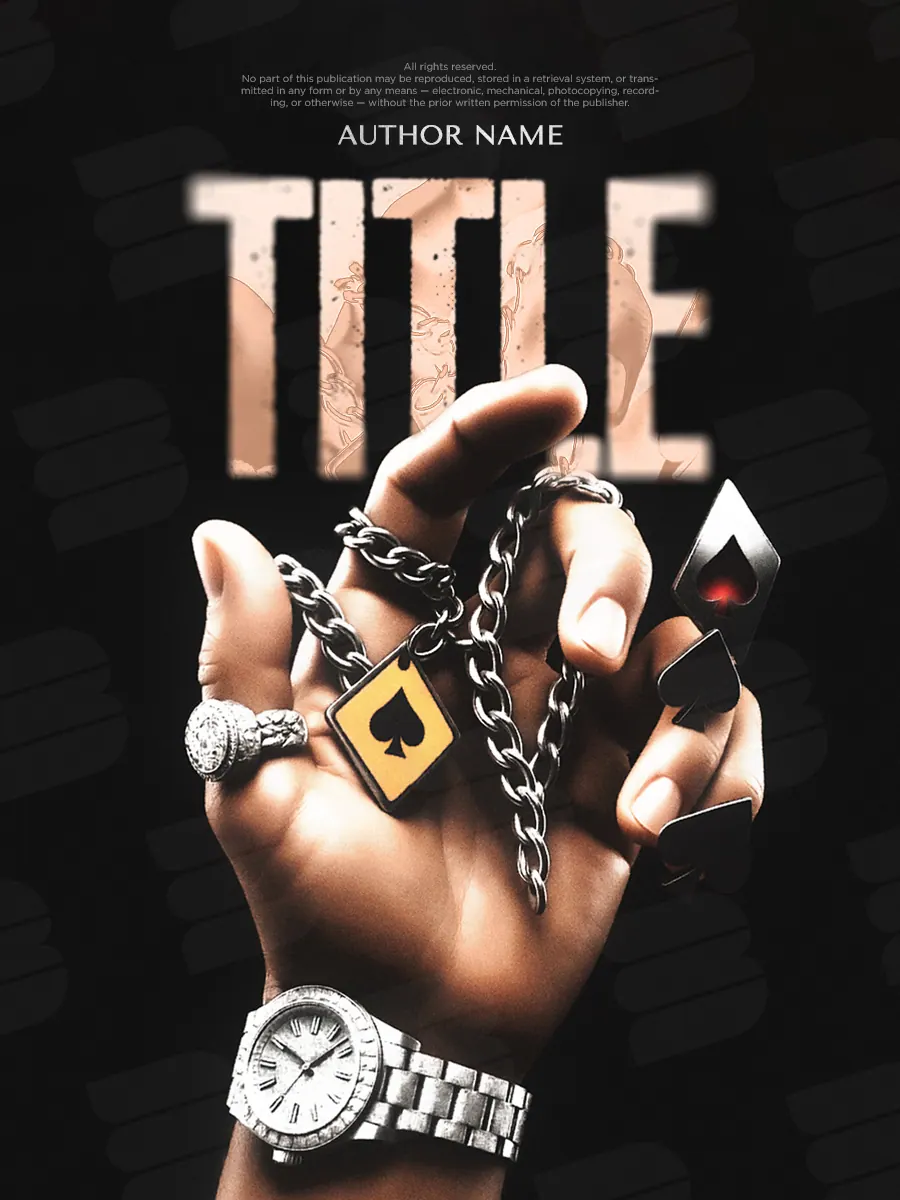 “Ace in Hand” book cover: A jewellery-adorned hand holds a playing card against darkness.