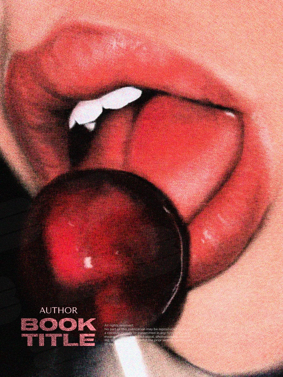 “Sugar Rush” book cover: A red lollipop is held to lips in a vivid close-up.