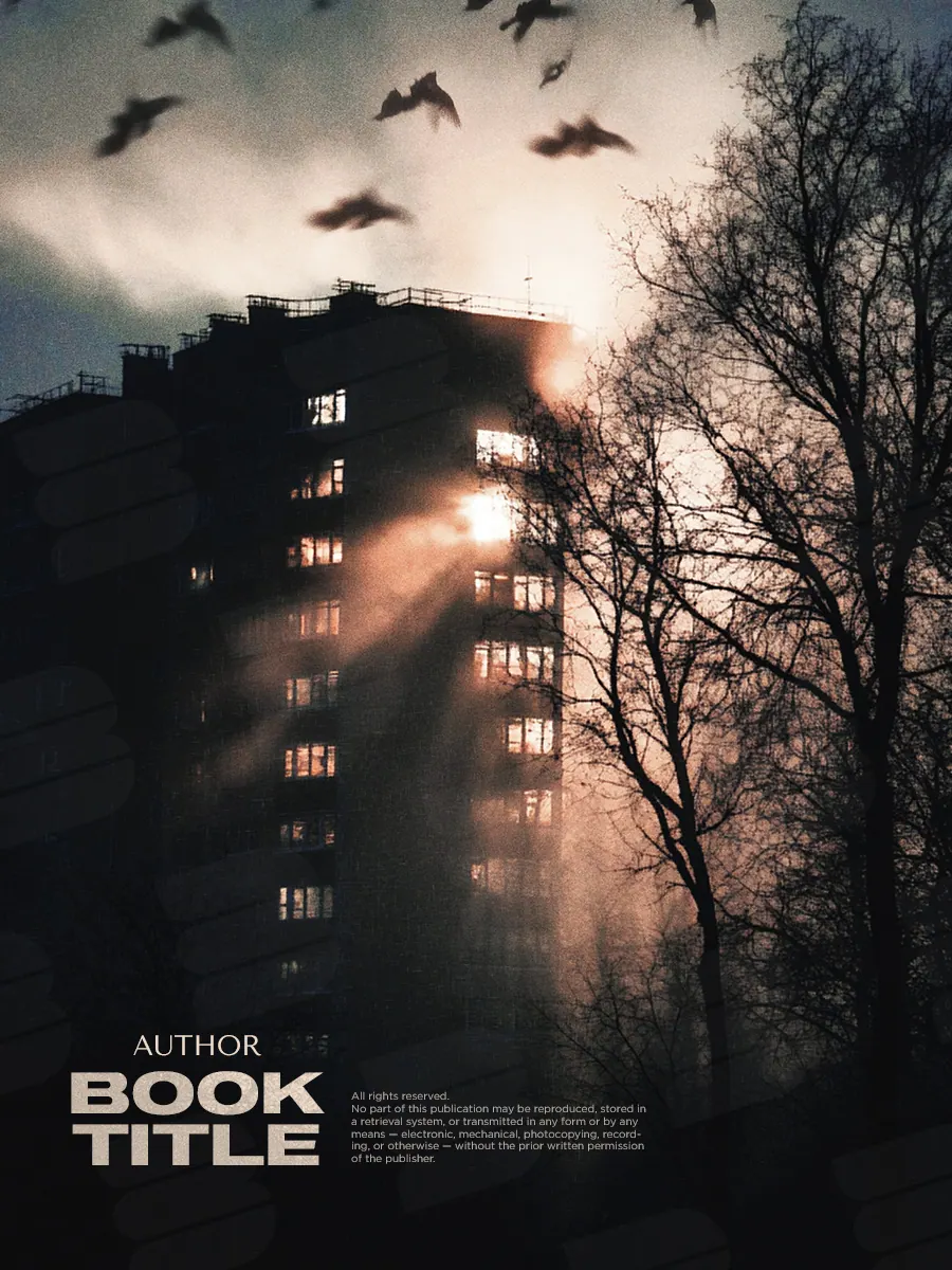 “Bare Branches” book cover: Birds circle above a city building and bare tree branches.