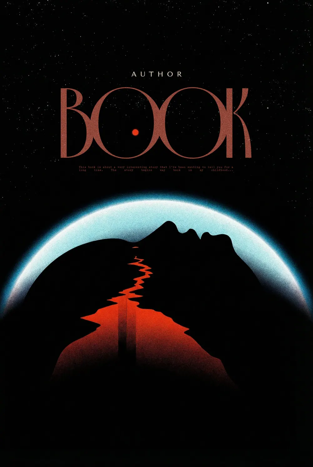 “Horizon Dream” book cover: A glowing semicircle frames a dark mountain silhouette with a red path.