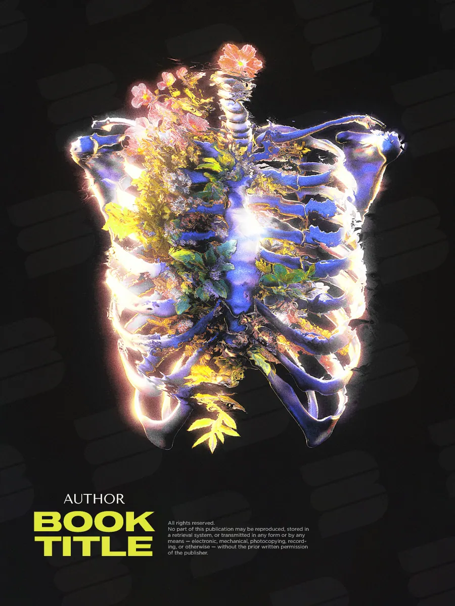 “The Garden Within” book cover: A pale ribcage is filled with small colourful flowers.