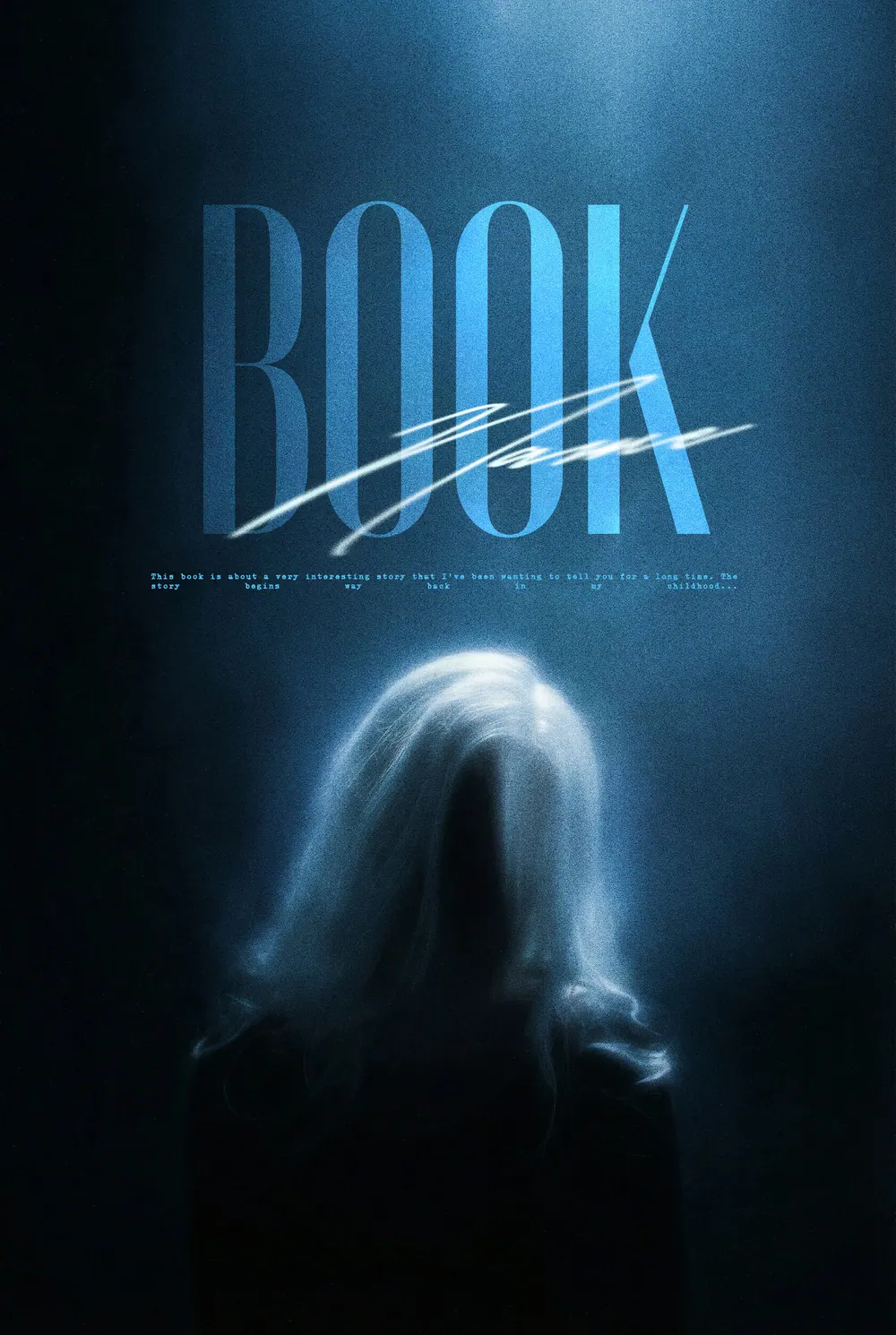 “Ethereal Haze” book cover: A long-haired figure is lit from above by a cold blue beam.