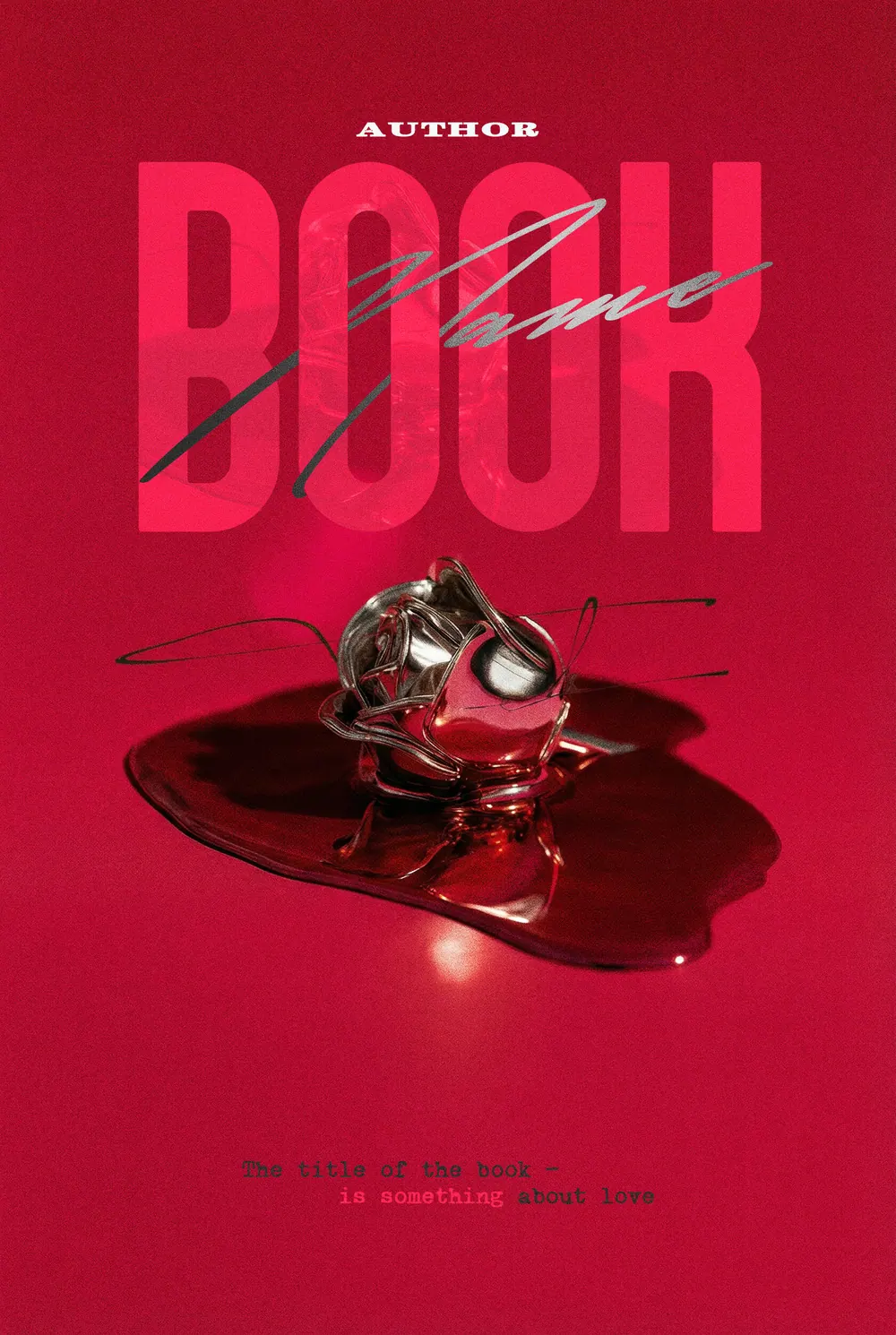 “Silver Requiem” book cover: Silver jewellery lies in dark red liquid against scarlet.