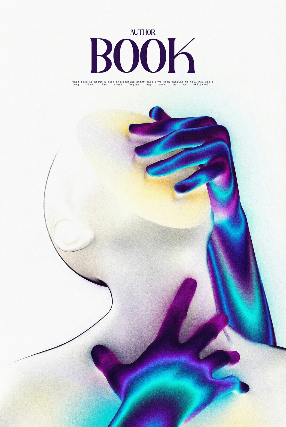 “Prismatic Touch” book cover: Rainbow-coloured hands frame a white head silhouette on a pale background.