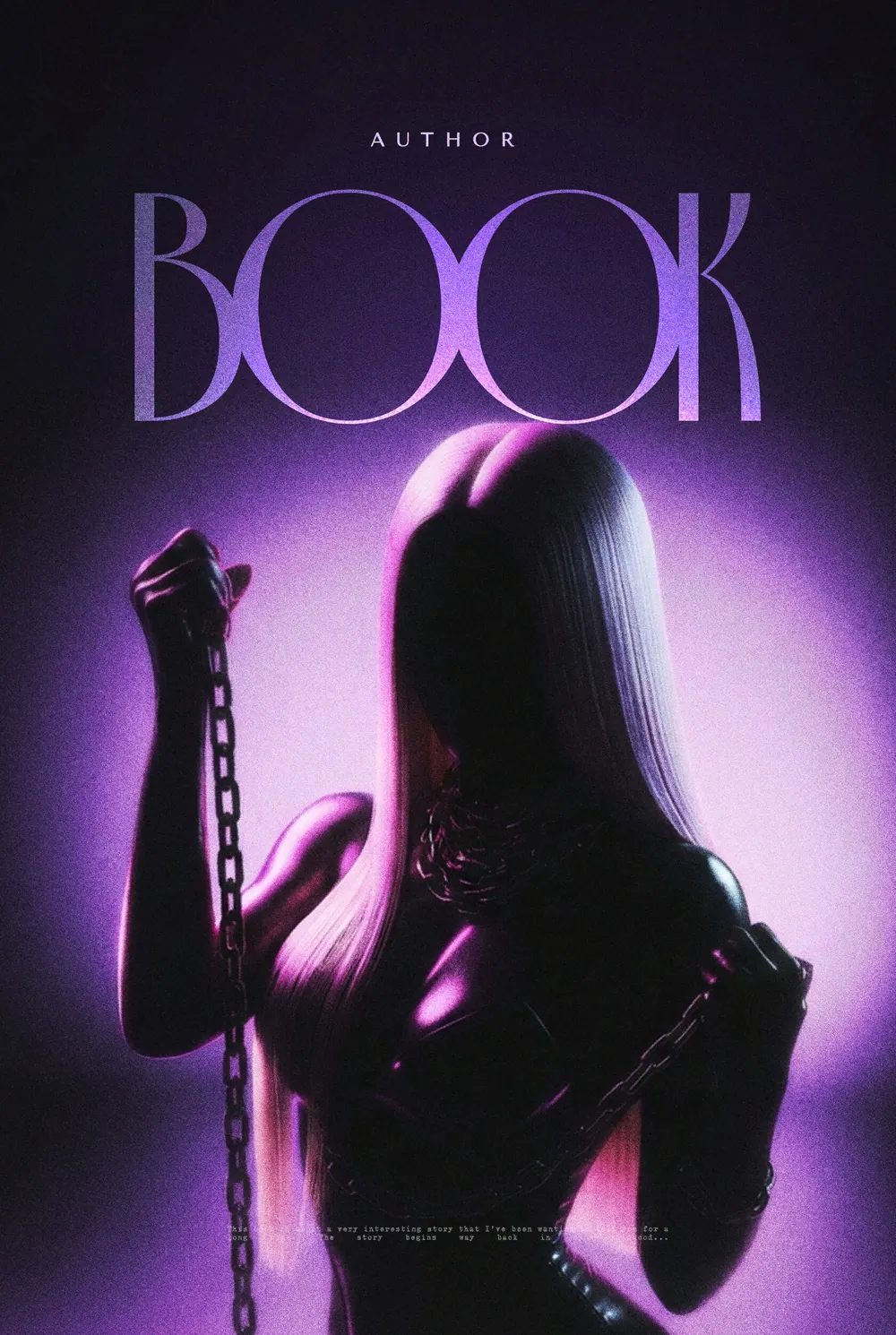 “Ultraviolet Chain” book cover: Violet backlighting outlines a woman's silhouette holding a chain.